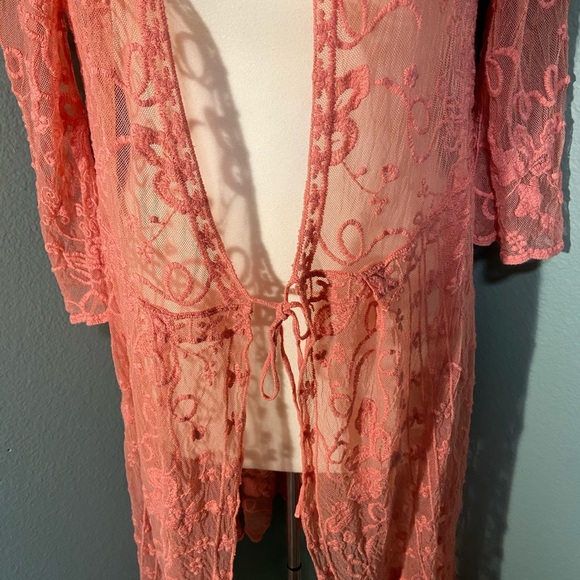 Indigo Poppy coral kimono - Picture 2 of 15